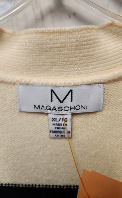 Magaschoni Women's Size XL Beige & Black Cardigan