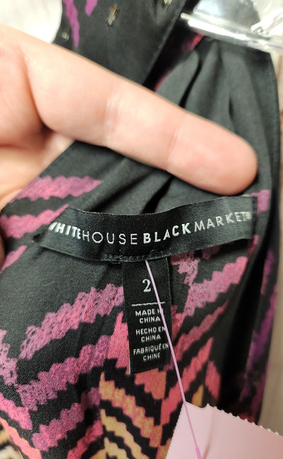 White House Black Market Women's Size 2 Black & Pink Sleeveless Top