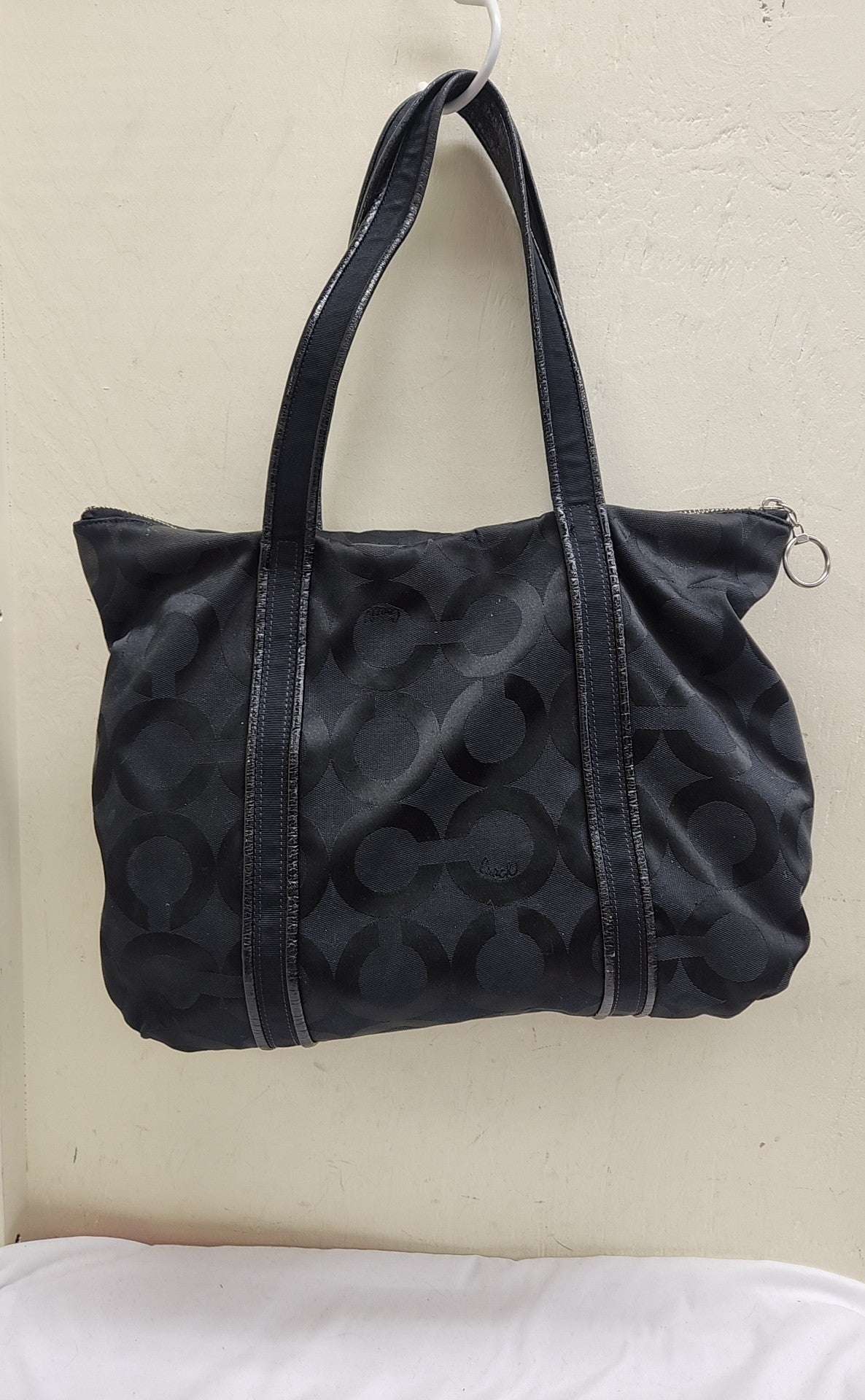 Coach 12836 Poppy OP Art Glam Black Shoulder/Tote Bag AS IS - wear