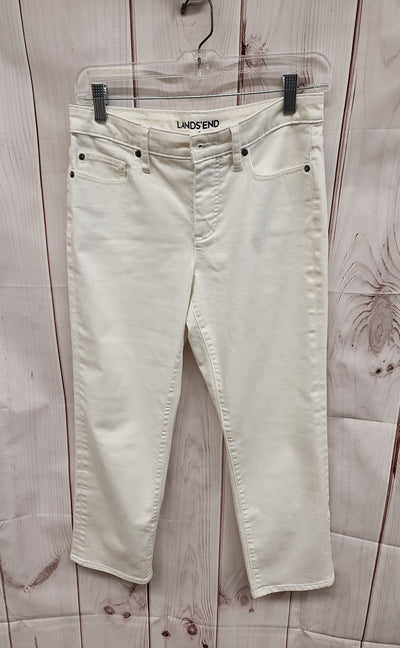 Lands End Women's Size 27 (3-4) Mid Rise Crop Jean White Jeans