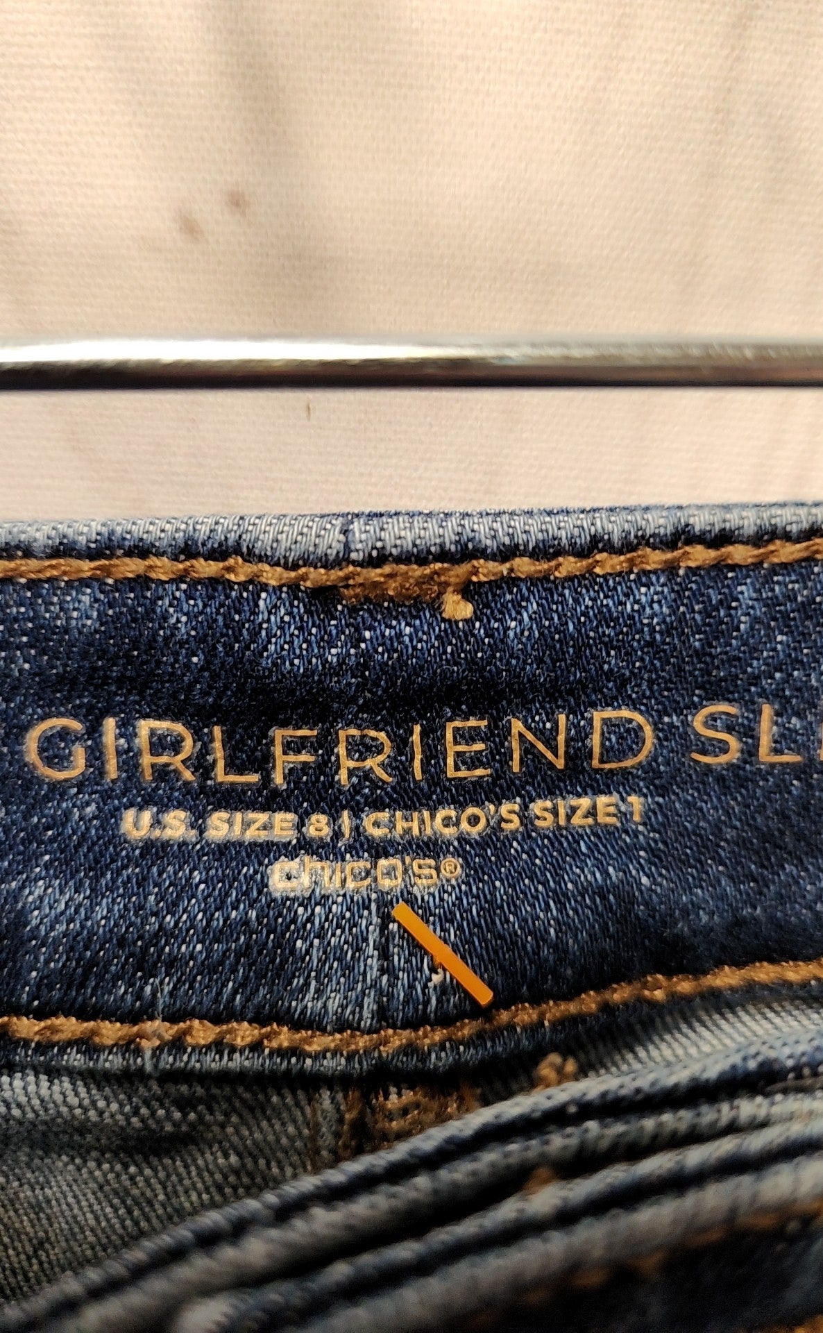 Chico's Women's Size 1 = US 8 Blue Jeans So Slimming Girlfriend Slim Leg Crop