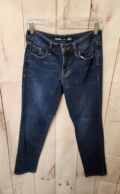 Old Navy Women's Size 27 (3-4) Petite Blue Jeans Mid Rise Power Slim Straight