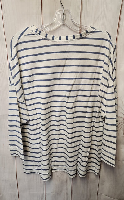 Fresh Produce Women's Size One Size White & Blue 3/4 Sleeve Top