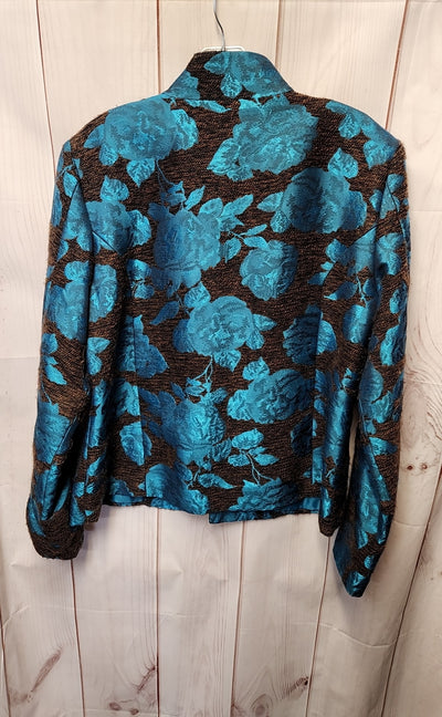 Joni B Women's Size L Blue & Brown Floral Jacket