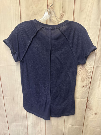 Crave Fame Women's Size M Navy Short Sleeve Top