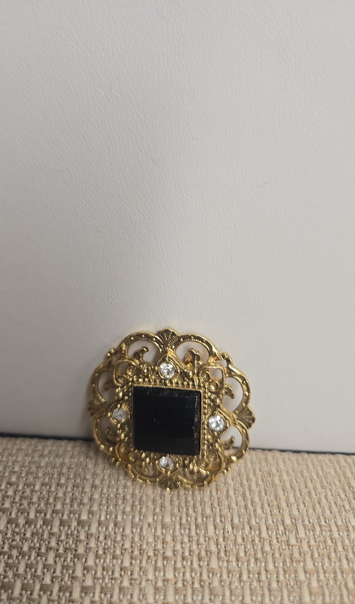 Gold Rhinestone Brooch Pin