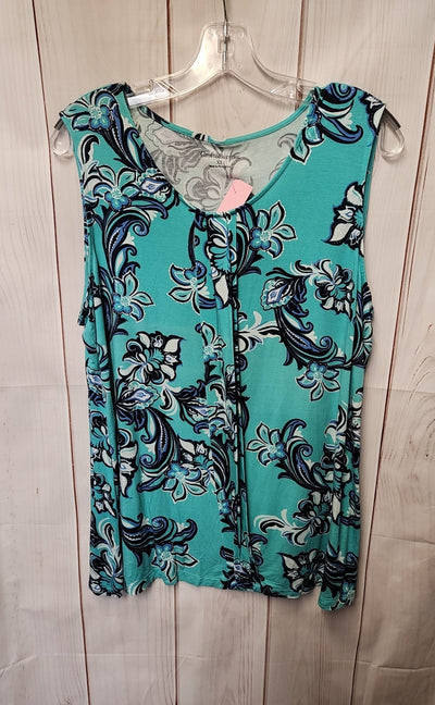 Croft & Barrow Women's Size XL Light Blue Floral Sleeveless Top