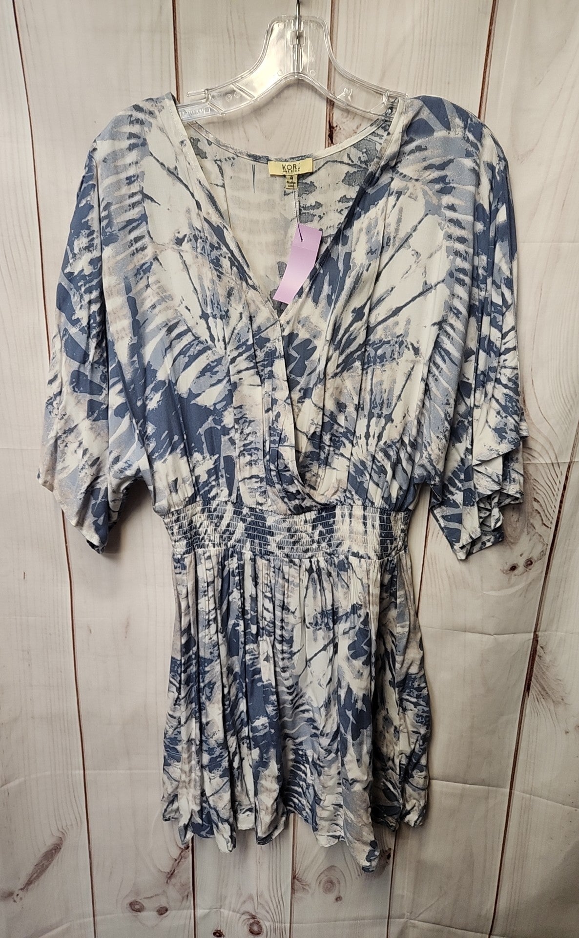Kori Women's Size M White & Blue Tie Dye Dress