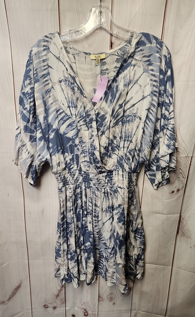 Kori Women's Size M White & Blue Tie Dye Dress