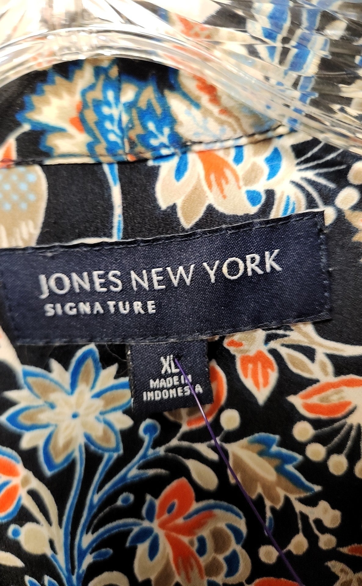 Jones New York Women's Size XL Black Floral Sleeveless Top