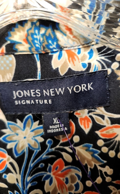 Jones New York Women's Size XL Black Floral Sleeveless Top