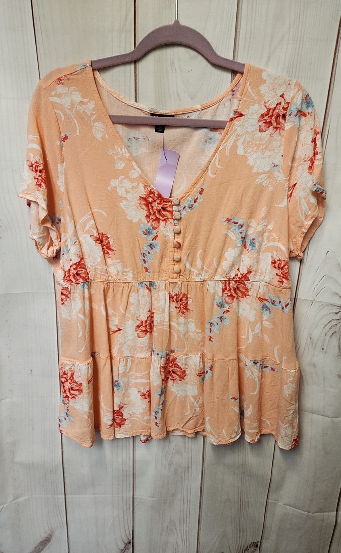 Torrid Women's Size 0 = US L/12 Pink Floral Short Sleeve Top