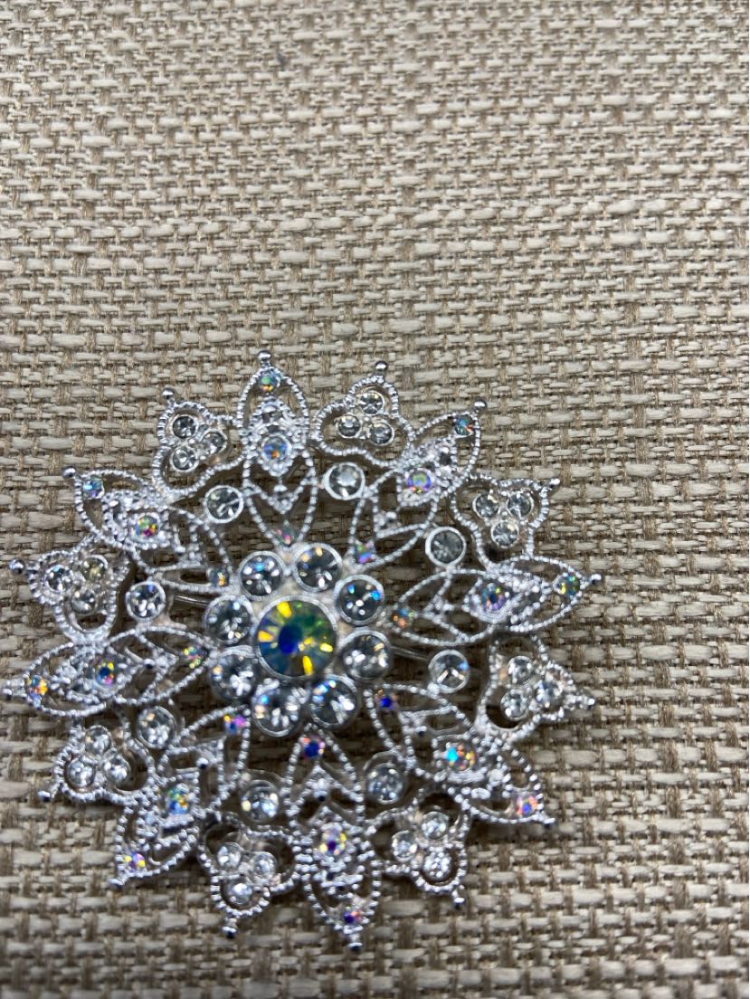 Silver Rhinestone Brooch Pin