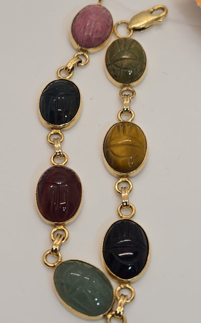 14K Yellow Gold Van Dell Scarab 7-1/4" Bracelet 11.54g