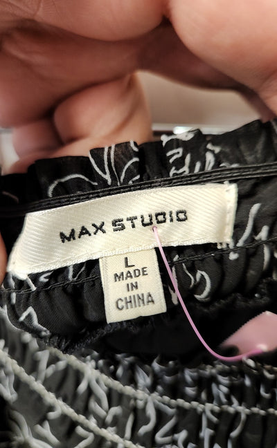Max Studio Women's Size L Black Floral Skirt