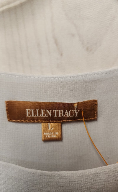 NWT Ellen Tracy Women's Size L Gray Sequined Short Sleeve Top