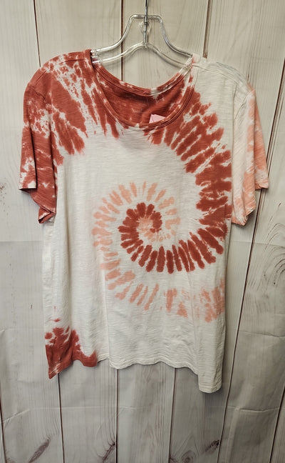 Lucky Brand Women's Size L White & Pink Short Sleeve Top