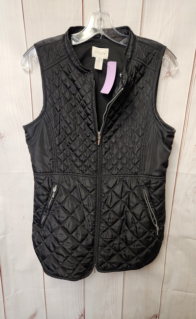Chico's Women's Size 0 = US S Black Vest with Removable Faux Fur Collar