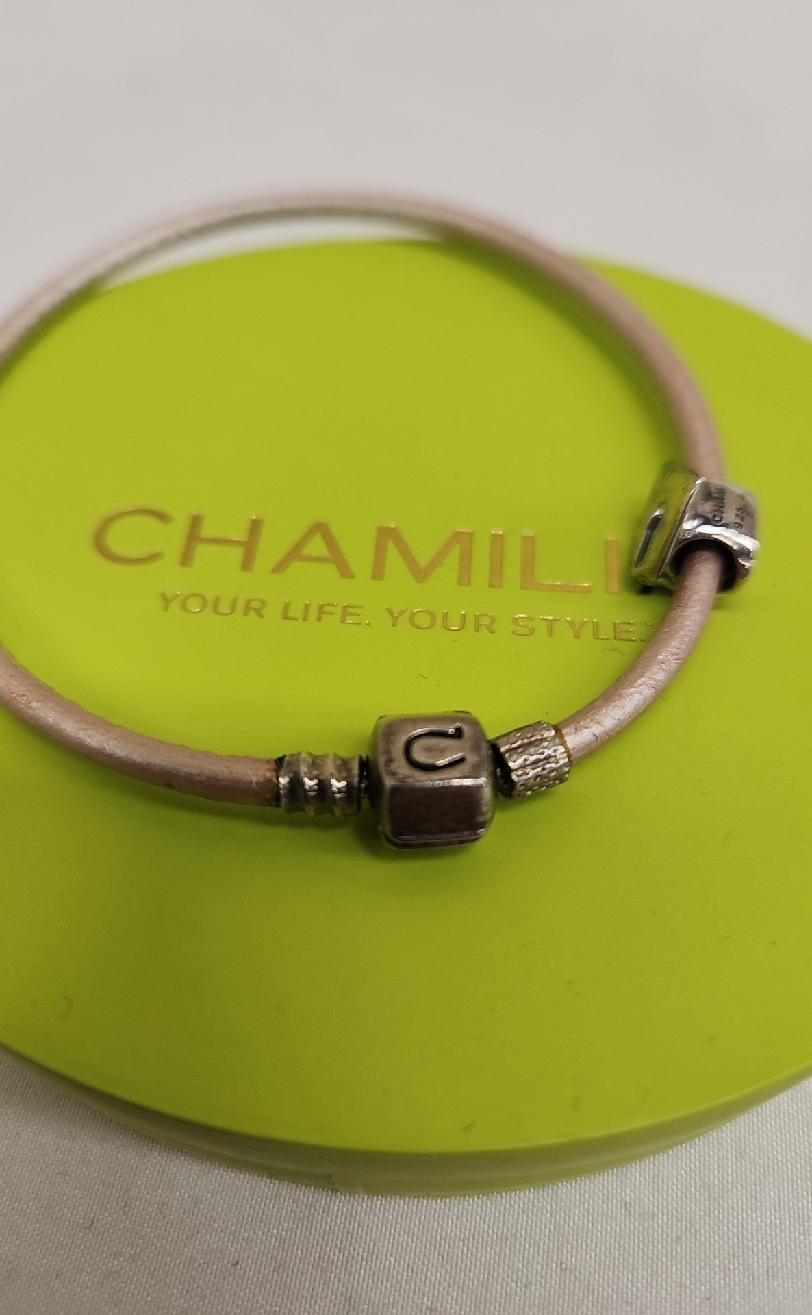 Chamilia Pink & .925 Sterling Silver Clasp & Charm Bracelet