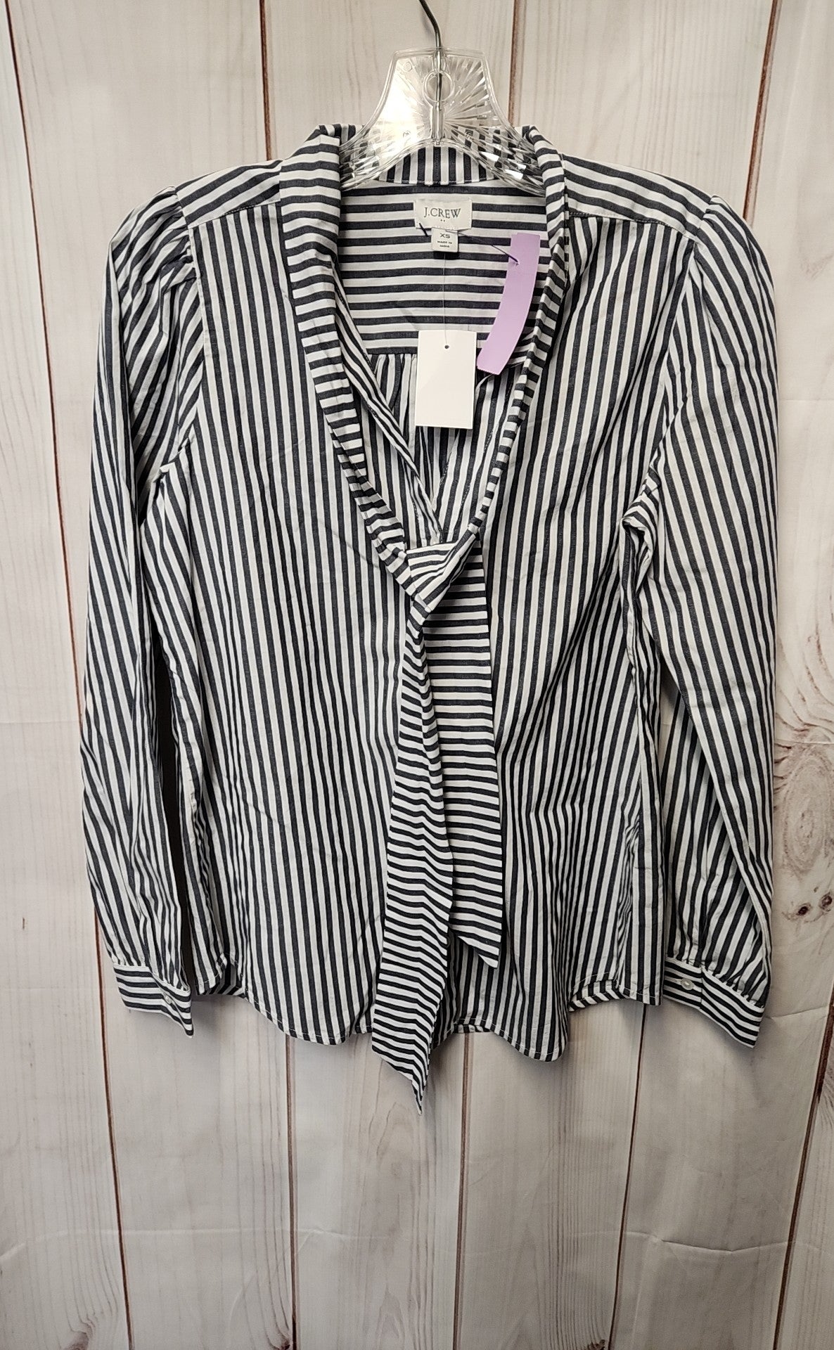 NWT J Crew Women's Size XS White & Blue Long Sleeve Top