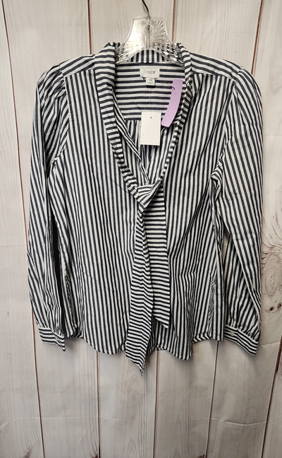 NWT J Crew Women's Size XS White & Blue Long Sleeve Top