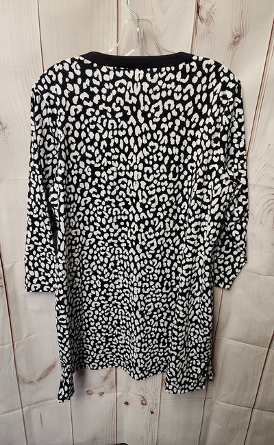 Lands End Women's Size 18 White & Black Animal Print Dress