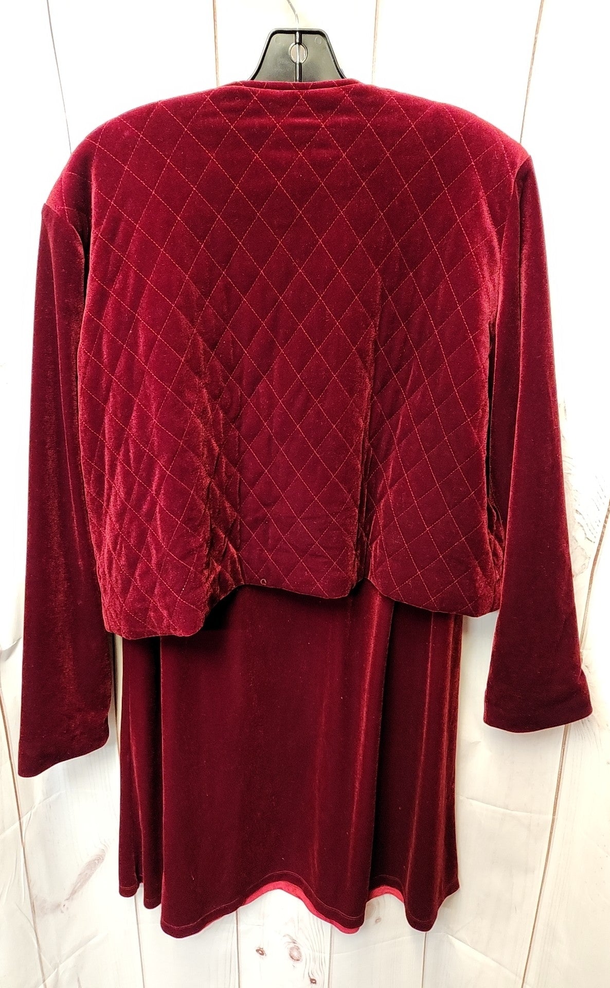 Susan Graver Women's Size XL Red Velour Dress Set