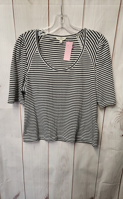 Max Studio Women's Size L White & Black Short Sleeve Top