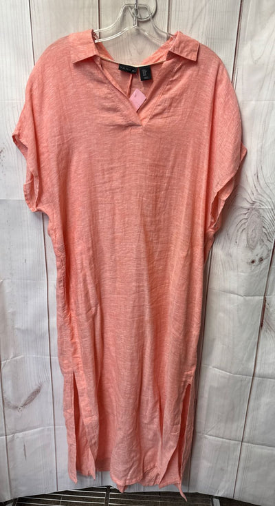 Tahari Women's Size M Orange Linen Blend Dress