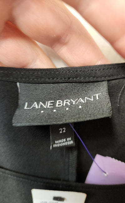 NWT Lane Bryant Women's Size 22 Black Short Sleeve Top