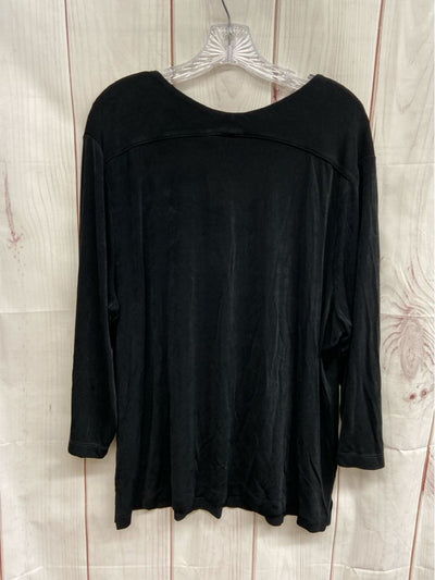 Chico's Women's Size 4 = US 20/22 Black 3/4 Sleeve Top