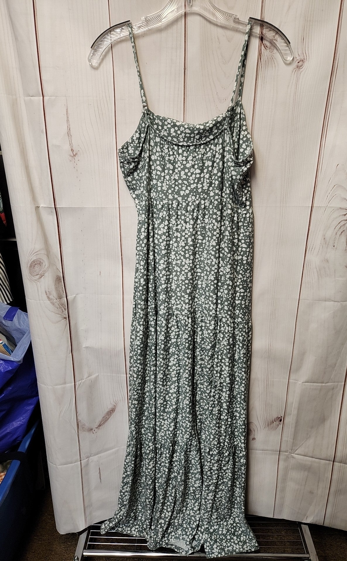 So Women's Size L Green Floral Dress