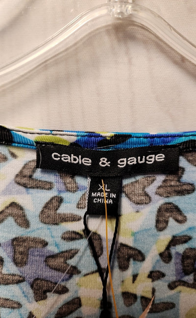 NWT Cable & Gauge Women's Size XL Blue 3/4 Sleeve Top