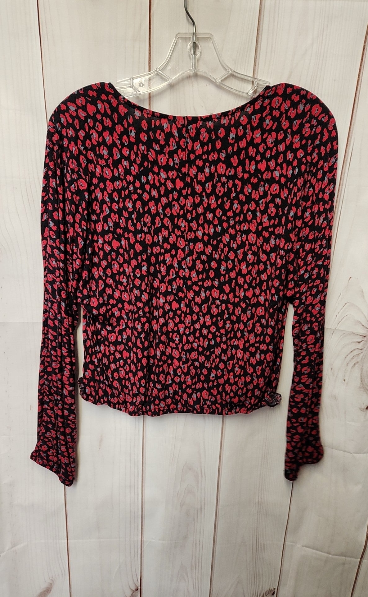 Abound Women's Size S Black & Red Animal Print 3/4 Sleeve Top