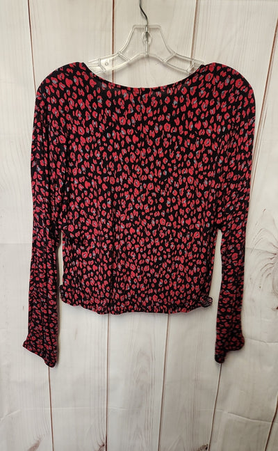 Abound Women's Size S Black & Red Animal Print 3/4 Sleeve Top