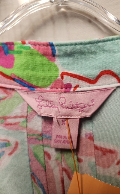 Lilly Pulitzer Women's Size XL Blue & Pink Floral Long Sleeve Top