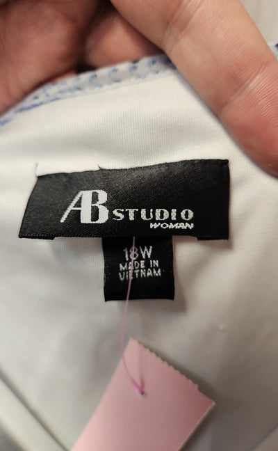 AB studio Women's Size 18 White & Blue Dress