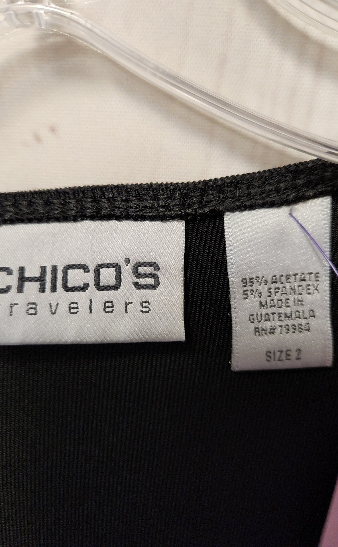 Chico's Women's Size 1 = US M Black 3/4 Sleeve Top