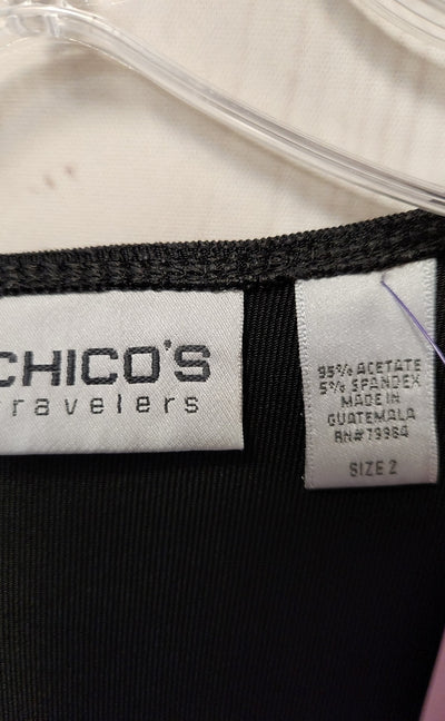 Chico's Women's Size 1 = US M Black 3/4 Sleeve Top