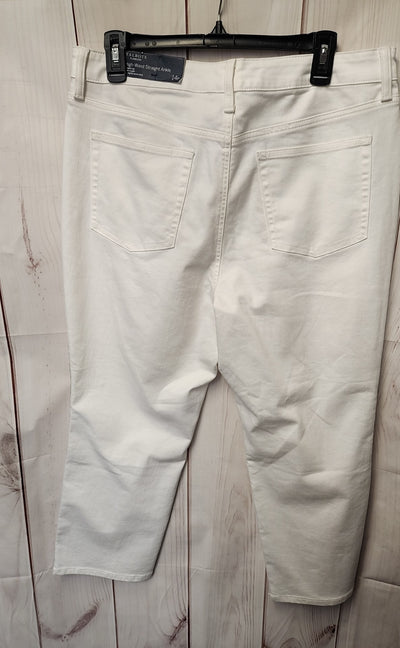 NWT Talbots Women's Size 14 Petite White Pants High Waist Straight Ankle