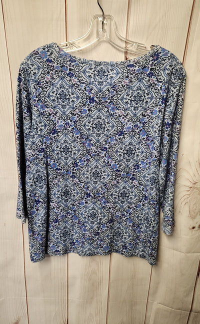 Croft & Barrow Women's Size L Blue 3/4 Sleeve Top