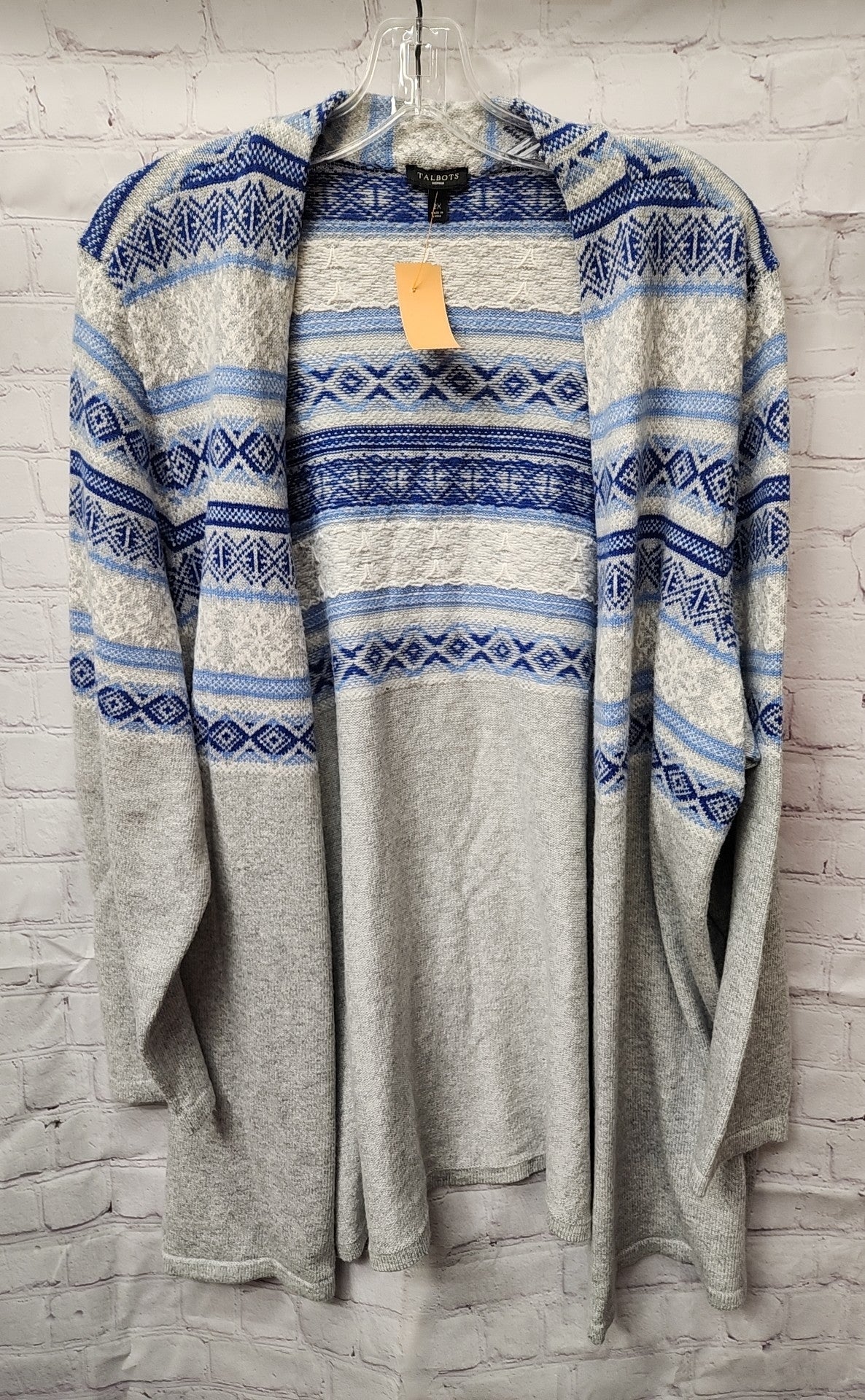 Talbots Women's Size 2X Gray & Blue Cardigan