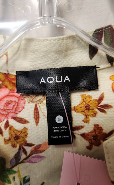 NWT Aqua Women's Size S Cream Floral Dress