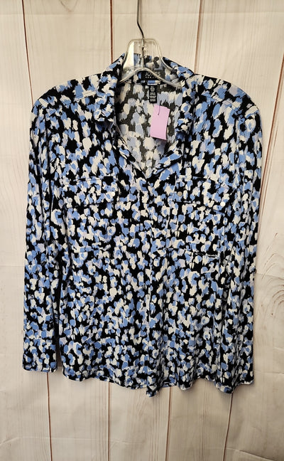 Jones New York Women's Size S Black & Blue Long Sleeve Top