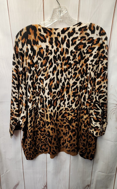 Chico's Women's Size 3 = US XL Brown Animal Print Sweater