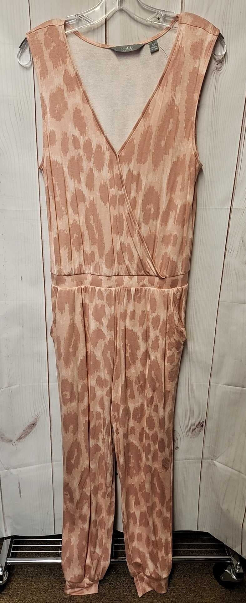 G by Giuliana Women's Size M Peach Animal Print Jumpsuit