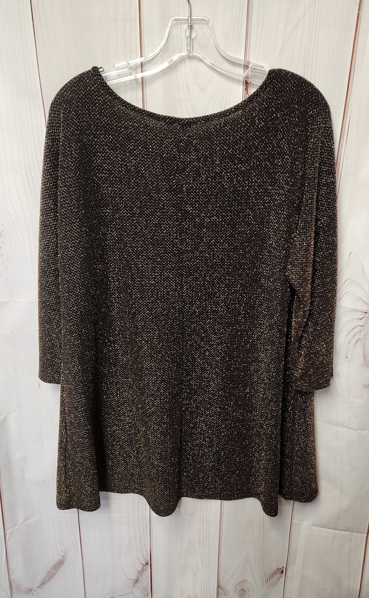 Simply Emma Women's Size 1X Black & Gold 3/4 Sleeve Top