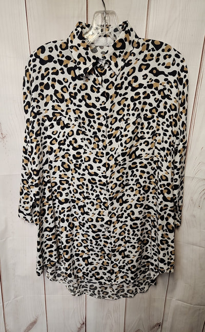 Zoye Chen Women's Size XS Brown Animal Print Long Sleeve Top