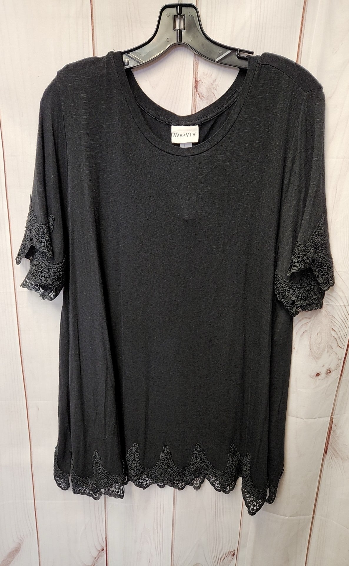 Ava & Viv Women's Size 1X Black Short Sleeve Top