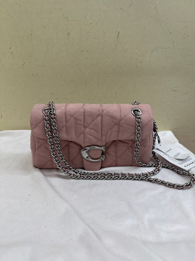 NWT Coach Quilted Pink Denim Tabbey Purse Bag